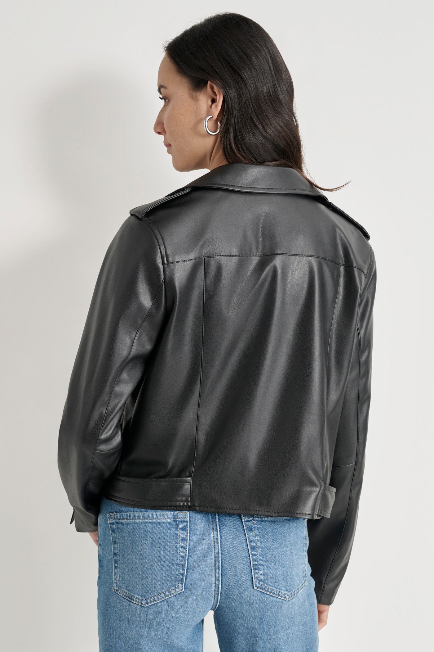 Faux Leather Moto Jacket | Leather/Faux LeatherMoto | DKNY