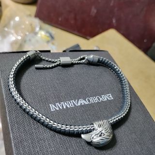 EMPORIO ARMANI - エンポリオアルマーニ レザーブレスレット ネイビー