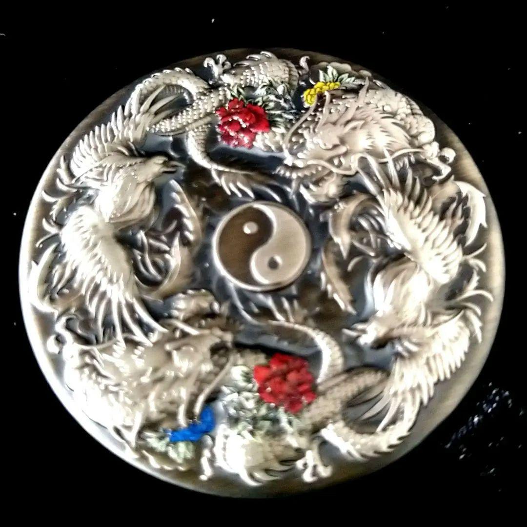 2021年 ツバル 銀製 陰陽 龍 鳳凰